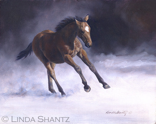 "Snow Day," framed 8 x 10 oil on linen